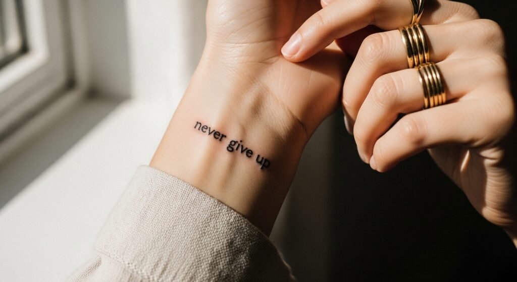 27 Gorgeous Small Never Give Up Tattoo Ideas That Are Delicate Minimalist and Incredibly Inspiring to Wear
