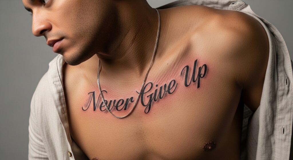 20 Simple Never Give Up Tattoo Ideas for Men That Are Masculine Bold and Strikingly Motivational