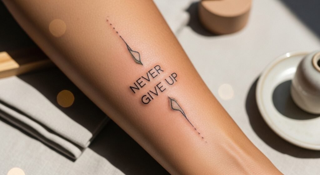 How to Place a Never Give Up Tattoo on Your Body for the Most Visible Flattering and Inspiring Result