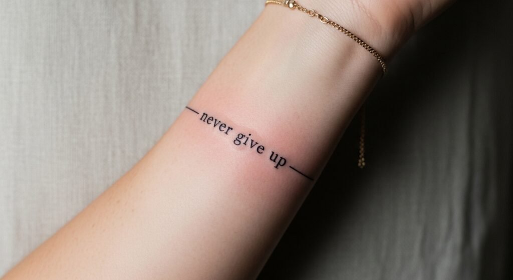 21 Must-Try Minimalist Never Give Up Tattoo Ideas That Are Clean Simple and Incredibly Powerful in Meaning