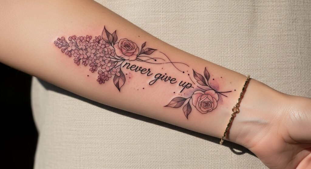 25 Genius Never Give Up Tattoo Ideas with Flowers That Are Beautiful Symbolic and Deeply Empowering