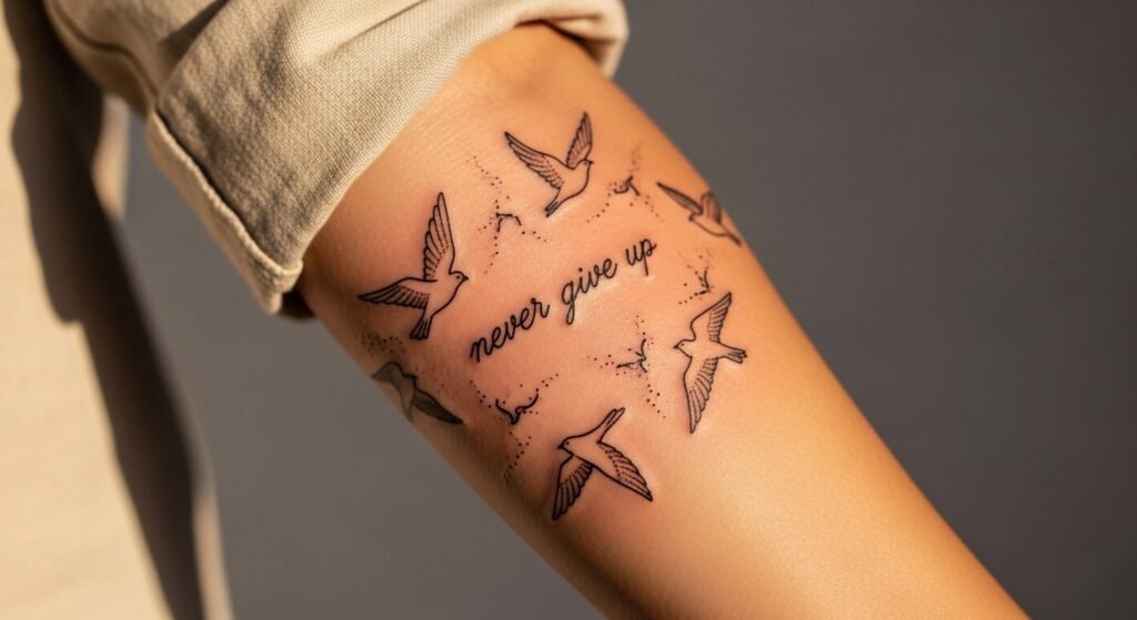29 Magical Never Give Up Tattoo Ideas with Birds That Are Free Spirited Symbolic and Strikingly Beautiful
