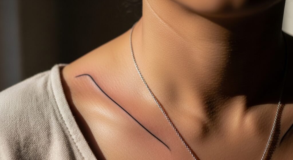 23 Elegant Fine Line Collar Bone Tattoo Men Designs Worth Bookmarking