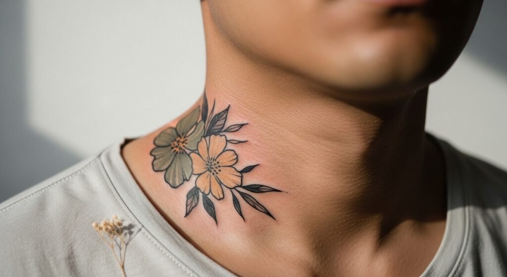 22 Trendy Floral Collar Bone Tattoo Men Designs Breaking Stereotypes